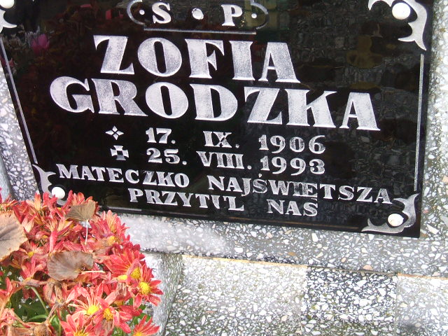 Zofia Grodzka 1906 Namysłów - Grobonet - Wyszukiwarka osób pochowanych