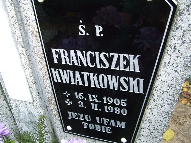 Franciszek Kwiatkowski 1903 Namysłów - Grobonet - Wyszukiwarka osób pochowanych