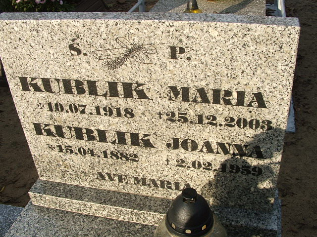 Joanna Kublik 1882 Namysłów - Grobonet - Wyszukiwarka osób pochowanych