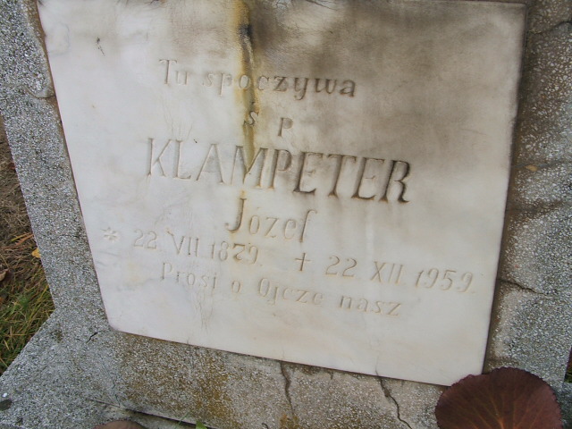Józef Klampeter 1879 Namysłów - Grobonet - Wyszukiwarka osób pochowanych