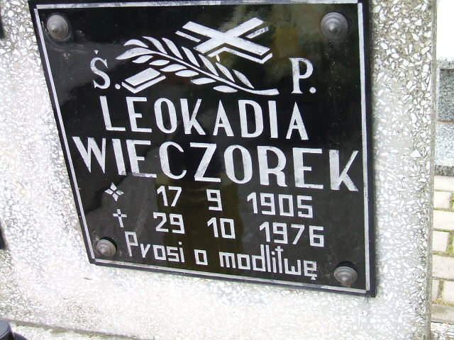 Leokadia Wieczorek 1905 Namysłów - Grobonet - Wyszukiwarka osób pochowanych