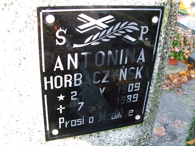 Antonina Horbaczyńska 1909 Namysłów - Grobonet - Wyszukiwarka osób pochowanych