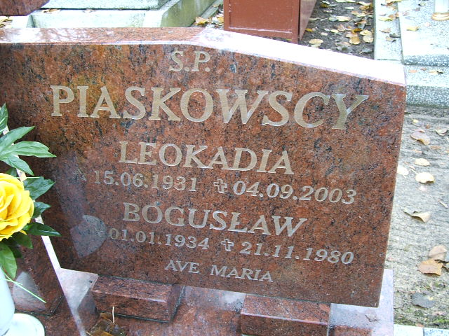 Bogusław Piaskowski 1934 Namysłów - Grobonet - Wyszukiwarka osób pochowanych