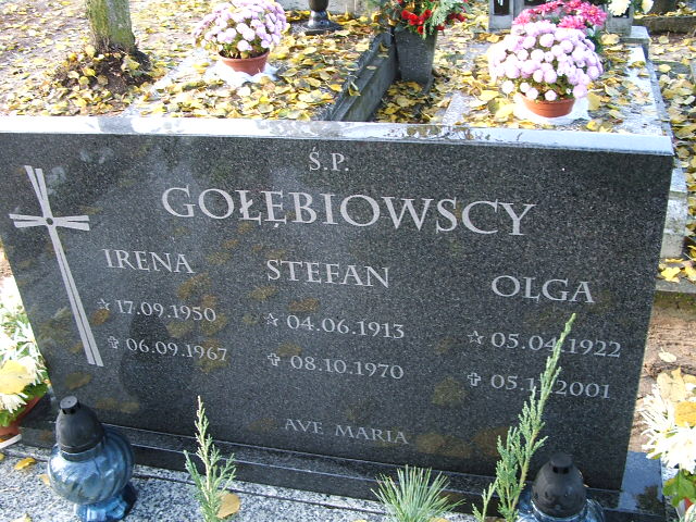 Irena Gołębiowska 1950 Namysłów - Grobonet - Wyszukiwarka osób pochowanych