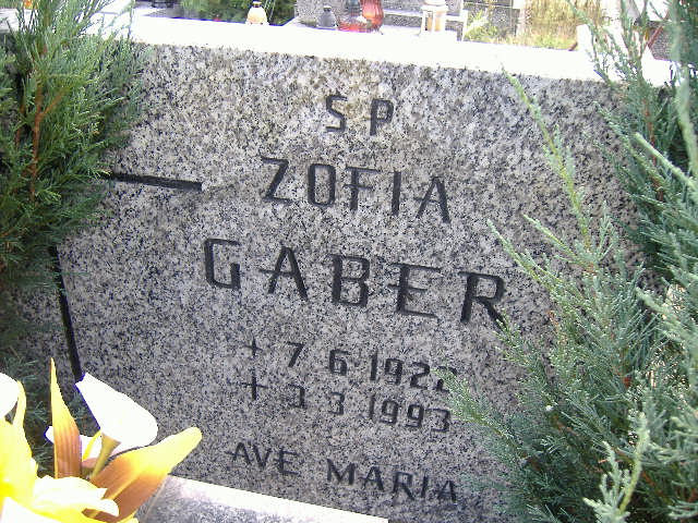Zofia GABER 1922 Namysłów - Grobonet - Wyszukiwarka osób pochowanych